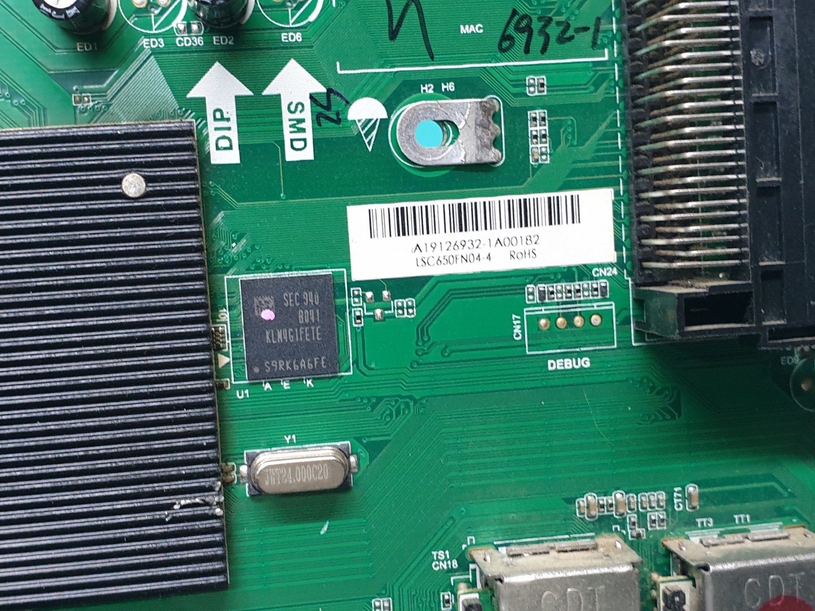 MAIN AV BOARD MB SHARP 65BJ5K LED TV T.MS6586.U703 A19126932 SCREEN:LSC650FN04 - Image 3