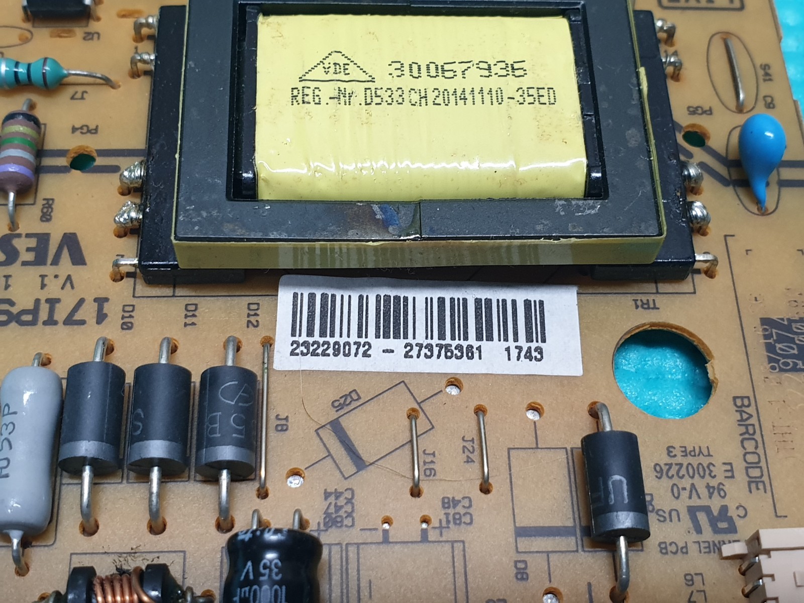 POWER SUPPLY PSU FOR POLAROID 3-24-LED-14 24" LED TV VESTEL 17IPS61-3 23229072 - Image 7