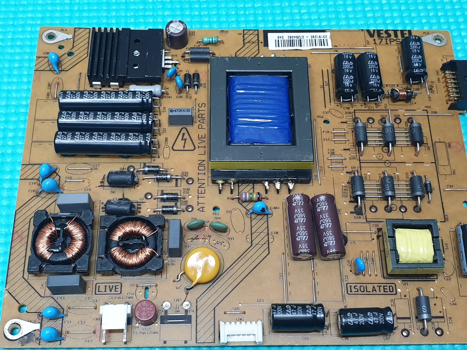 POWER SUPPLY PSU FOR TOSHIBA 40L5453DB 40" LED TV VESTEL 17IPS71 23181292 - Image 9