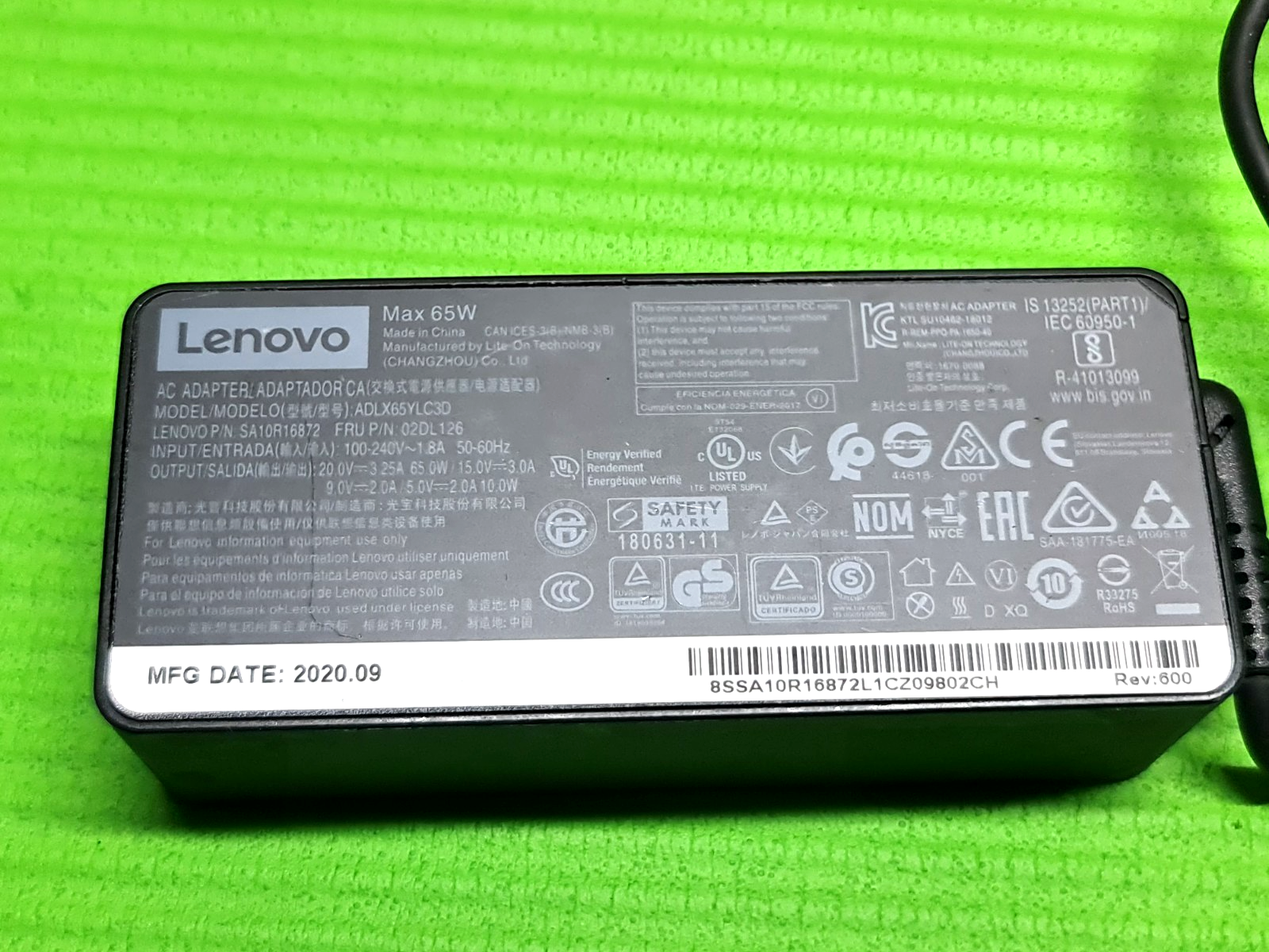 ORIGINAL GENUINE POWER SUPPLY CHARGER ADAPTER USB PIN 20V 3.25A 65W FOR LENOVO - Image 4
