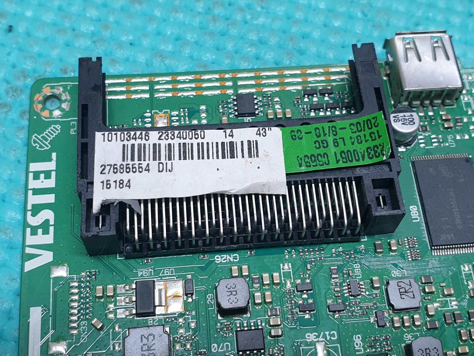 MAIN AV BOARD MB HITACHI 43HB6T62U TV VESTEL 17MB97 23340060 SCREEN:LC430DUY - Image 3