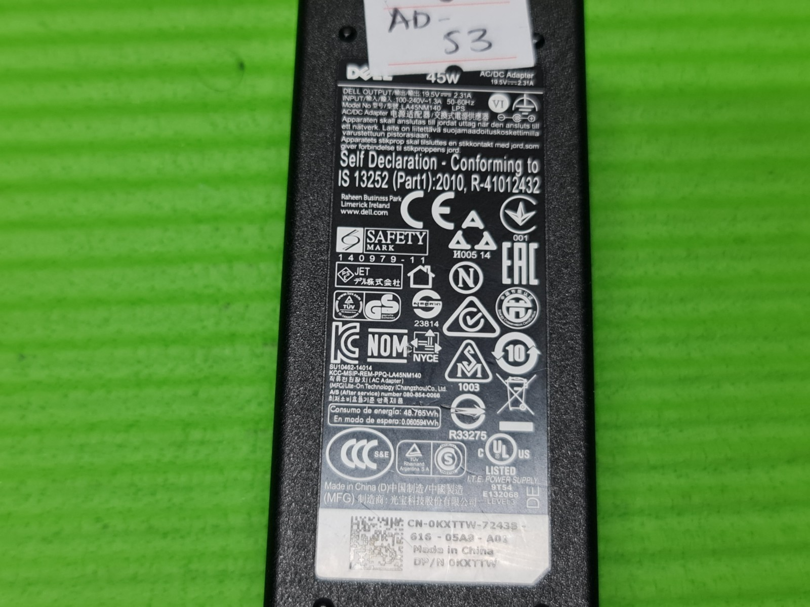ORIGINAL GENUINE AC POWER SUPPLY CHARGER ADAPTER ROUND PIN 19.5V 2.31A 45W DELL - Image 3