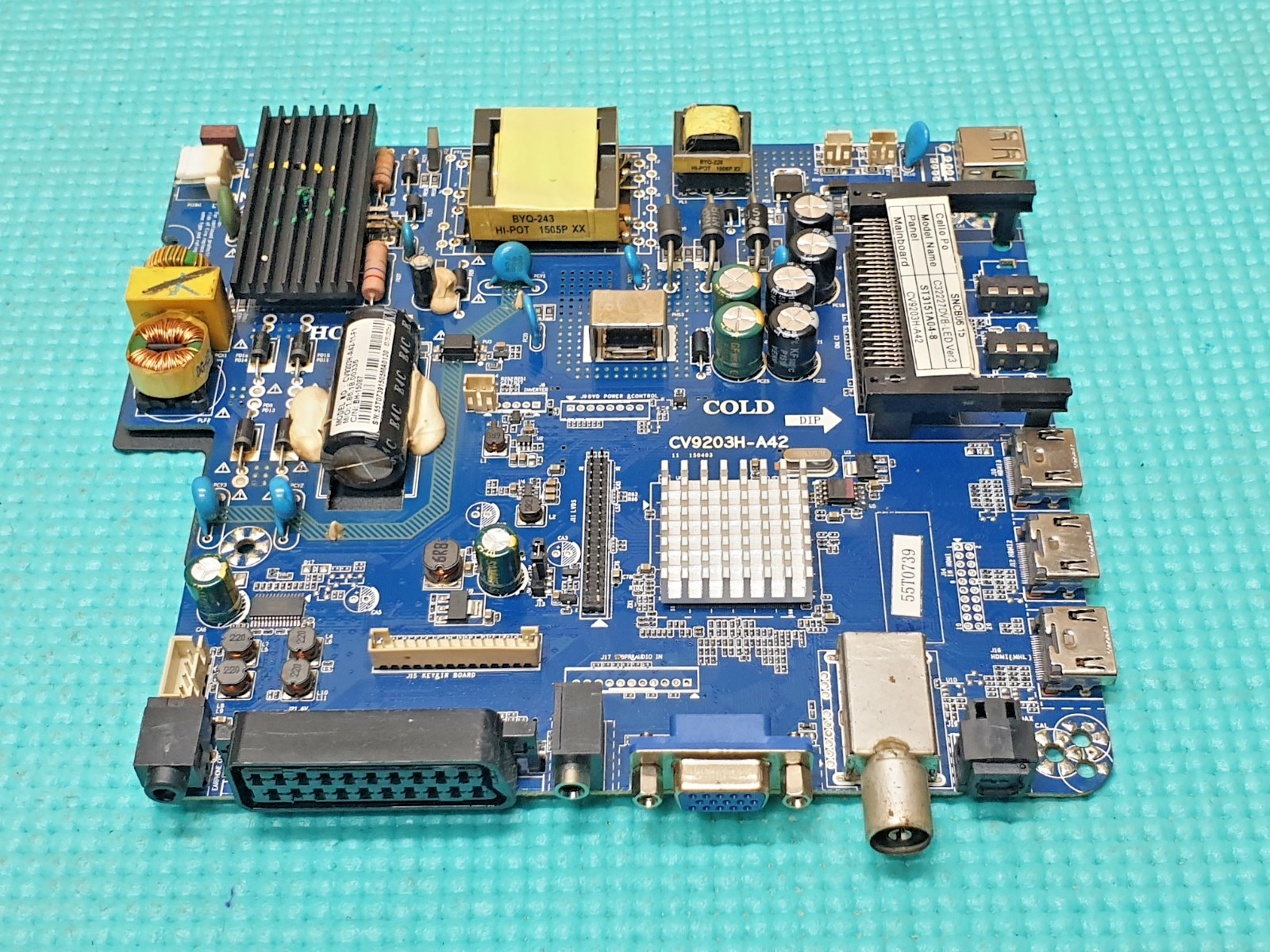 MAIN AV BOARD MB CELLO C32227DVB-LED TV CV9203H-A42 SNCB06 15 SCREEN:ST3151A04-8